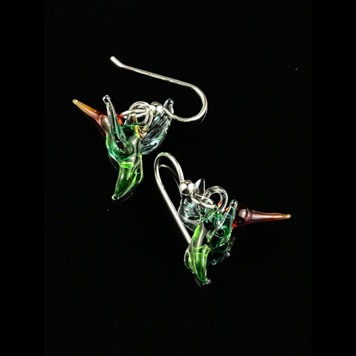 Hummingbird Earring - Green - Image 2